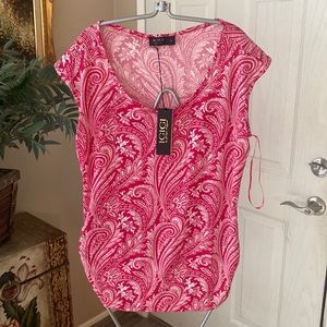 New very pretty IGIGI Pink Shirt Blouse Top Floral Design sz 12